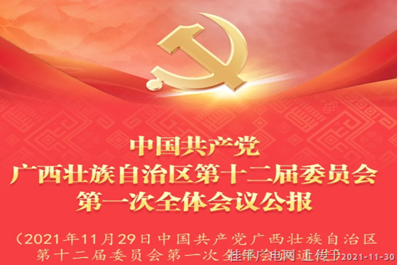 中國(guó)共產(chǎn)黨廣西壯族自治區(qū)第十二屆委員會(huì)第一次全體會(huì)議公報(bào)