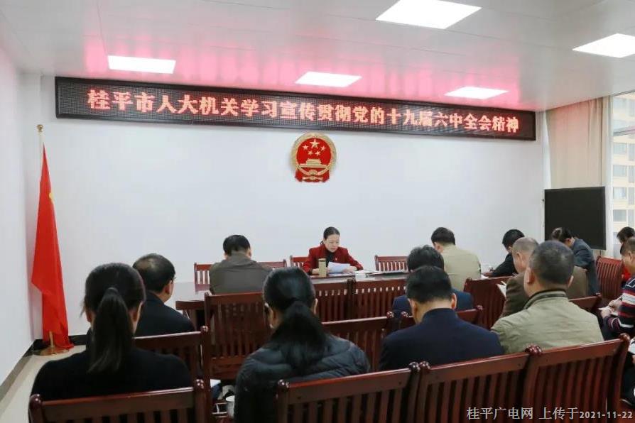 桂平市人大常委會機關專題學習黨的十九屆六中全會精神