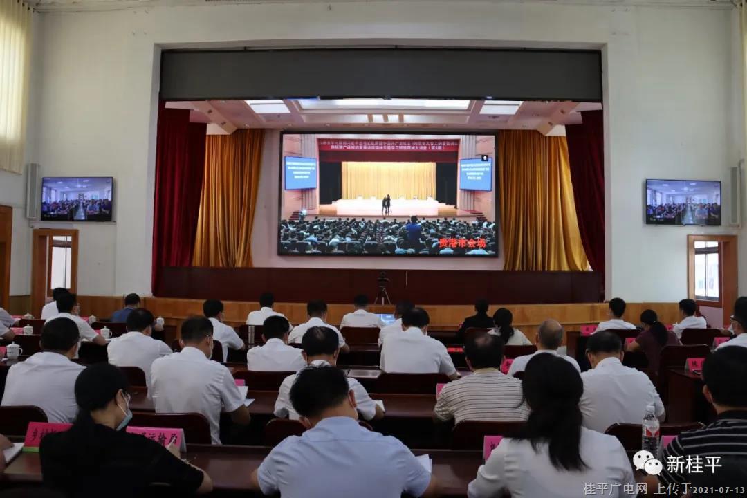 桂平市組織收聽收看貴港市專題學習班暨第五期荷城大講堂電視電話會