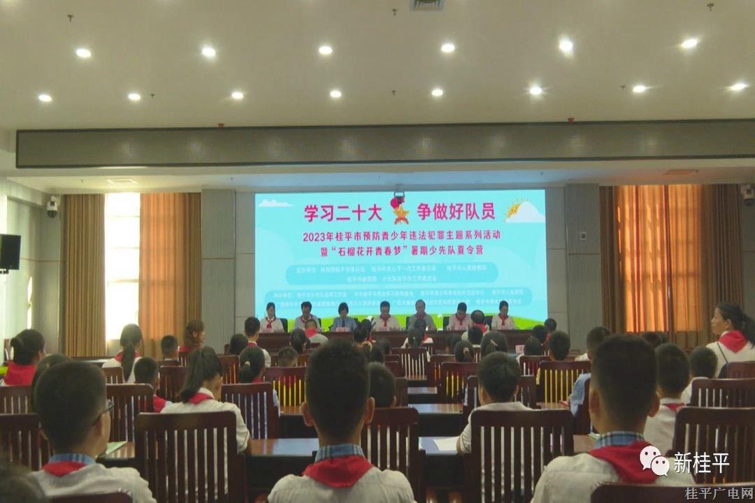桂平市多部門(mén)聯(lián)合舉辦2023年預(yù)防青少年違法犯罪主題系列活動(dòng)暨“石榴花開(kāi)青春夢(mèng)”暑期少先隊(duì)夏令營(yíng)開(kāi)營(yíng)儀式